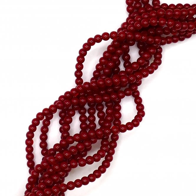 4mm Glass Round Smooth Beads - Opaque Cranberry - 1 String (Approx 95pcs)