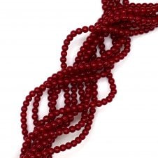4mm Glass Round Smooth Beads - Opaque Cranberry - 1 String (Approx 95pcs)