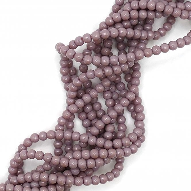 4mm Glass Round Smooth Beads - Opaque Mauve - 1 String (Approx 95pcs)