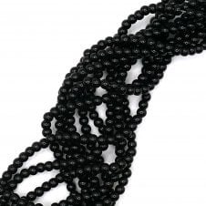 4mm Glass Round Smooth Beads - Opaque Onyx - 1 String (Approx 95pcs)