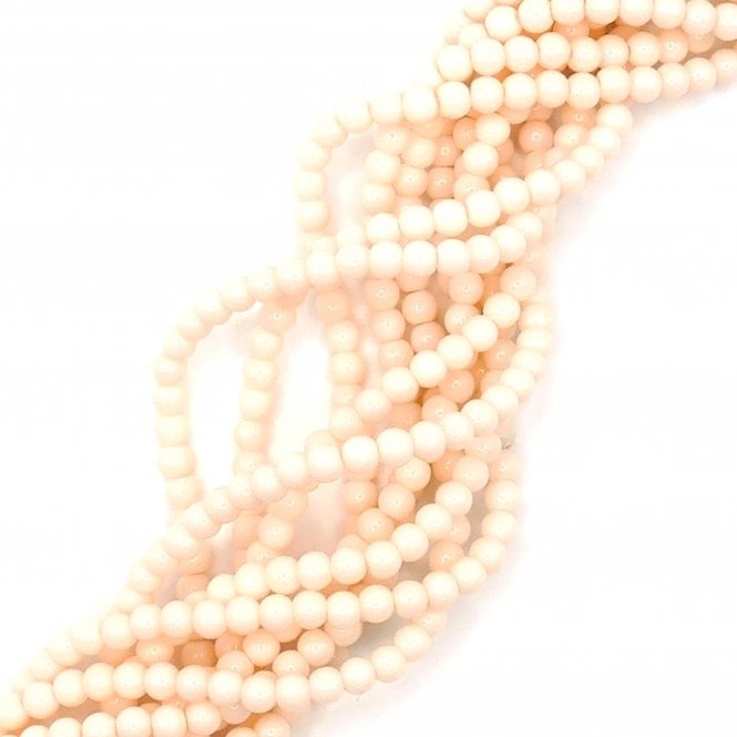4mm Glass Round Smooth Beads - Opaque Powder Peach - 1 String (Approx. 95pcs)