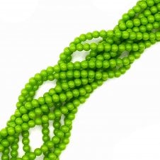 4mm Glass Round Smooth Beads - Opaque Spring Green - 1 String (Approx. 95pcs)