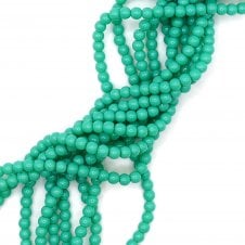 4mm Glass Round Smooth Beads - Opaque Turquoise- 1 String (Approx 95pcs)