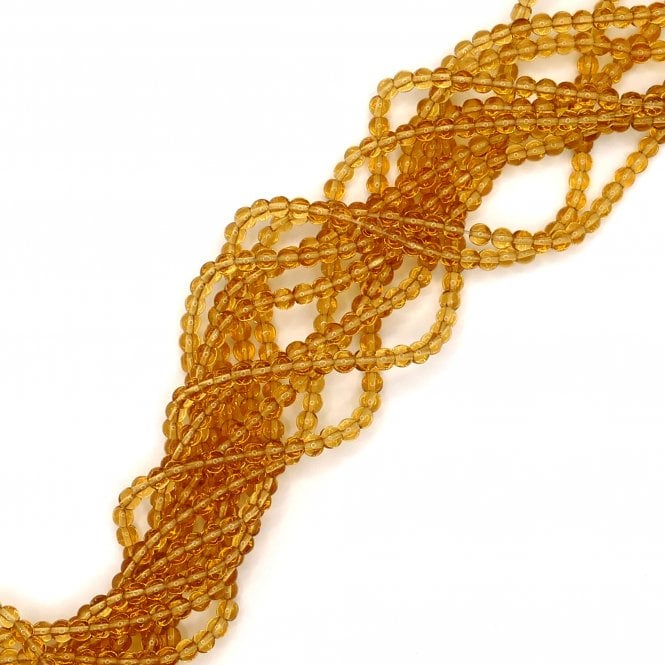 4mm Glass Round Smooth Beads - Transparent Caramel - 1 String (Approx. 95pcs)