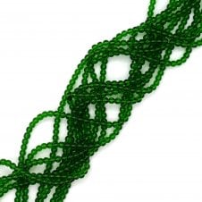 4mm Glass Round Smooth Beads - Transparent Hunter Green - 1 String (Approx. 95pcs)
