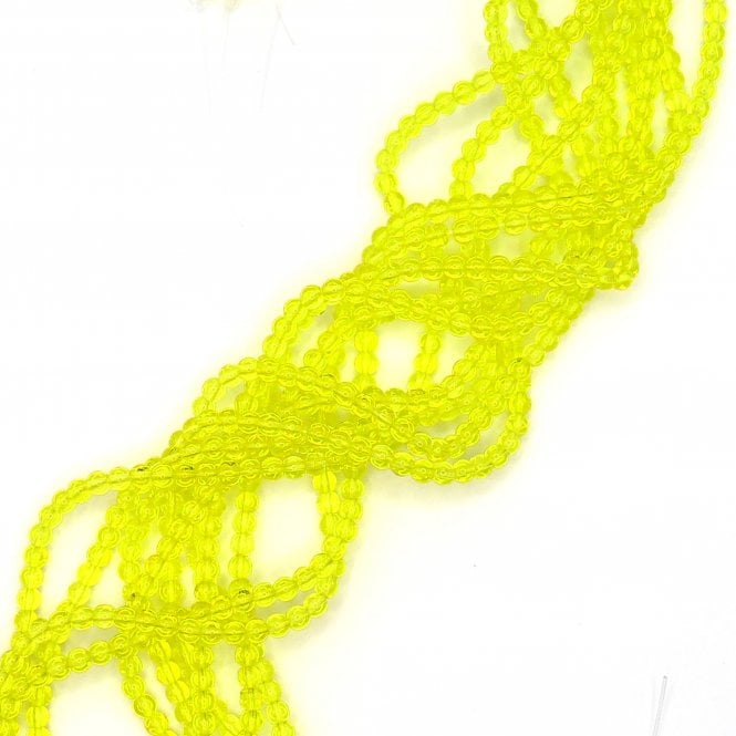 4mm Glass Round Smooth Beads - Transparent Lemon - 1 String (Approx. 95pcs)