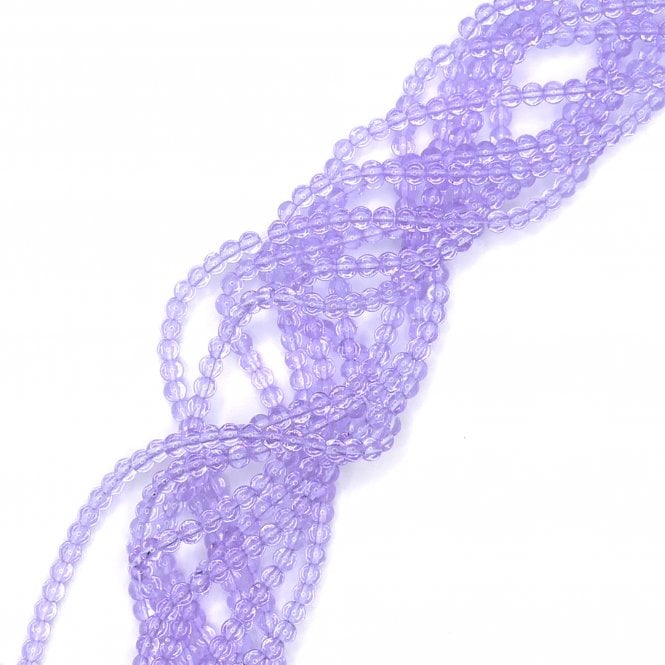 4mm Glass Round Smooth Beads - Transparent Lilac - 1 String (Approx. 95pcs)