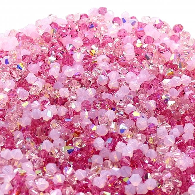 4mm  Crystal Bicones - Pink Mix - 50pcs