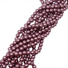 4mm Round Glass Pearl Beads - Heather Brown - 210pcs (1 String)