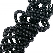 4mm Round Glass Pearl Beads - Jet - 210pcs (1 String)