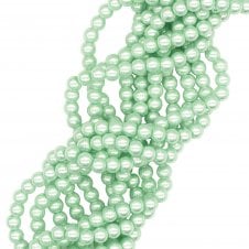 4mm Round Glass Pearl Beads - Pale Green - 210pcs (1 String)