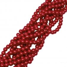 4mm Round Glass Pearl Beads - Ruby - 210pcs (1 String)