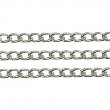 4x4.5mm Small Steel Curb Chain - Silver Plated - 1m