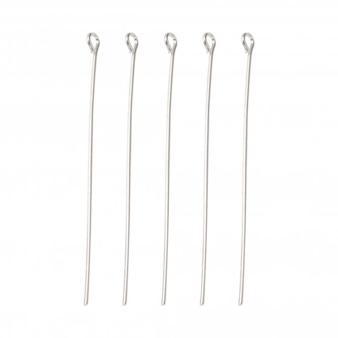 50mm Eyepins Findings - Dark Silver Plated - 50pcs