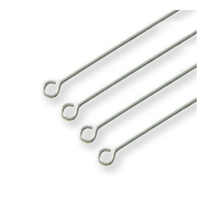 50mm Eyepins Findings - Silver Plated Nickel Alloy - 50pcs