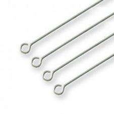 50mm Eyepins Findings - Silver Plated Nickel Alloy - 50pcs