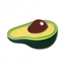 50x30mm Enamel Avocado Brooch with Pin - Silver Plated - 1pc