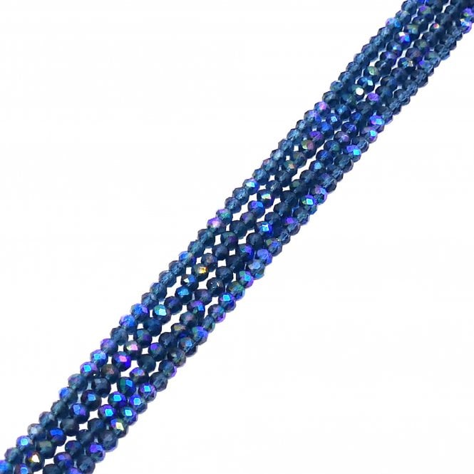 5x6mm Faceted Glass Rondelles - Denim Blue AB - 87pcs (1 String)