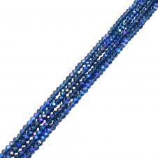 5x6mm Faceted Glass Rondelles - Denim Blue AB - 87pcs (1 String)
