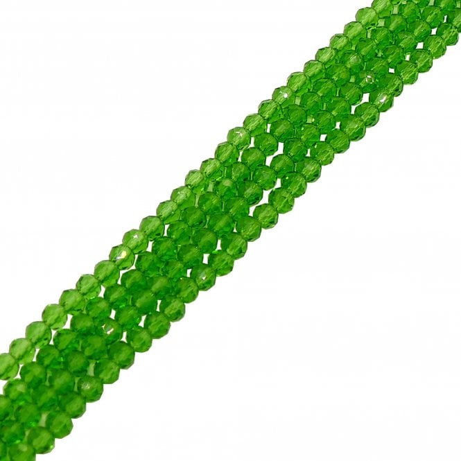 5x6mm Faceted Glass Rondelles - Leaf Green - 87pcs (1 String)