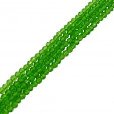 5x6mm Faceted Glass Rondelles - Leaf Green - 87pcs (1 String)