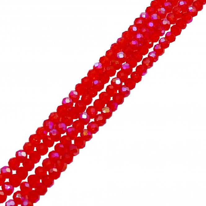 5x6mm Faceted Glass Rondelles - Light Siam AB - 87pcs (1 String)