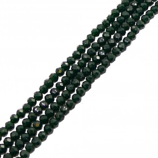 5x6mm Faceted Glass Rondelles - Opaque Dark Green - 87pcs (1 String)