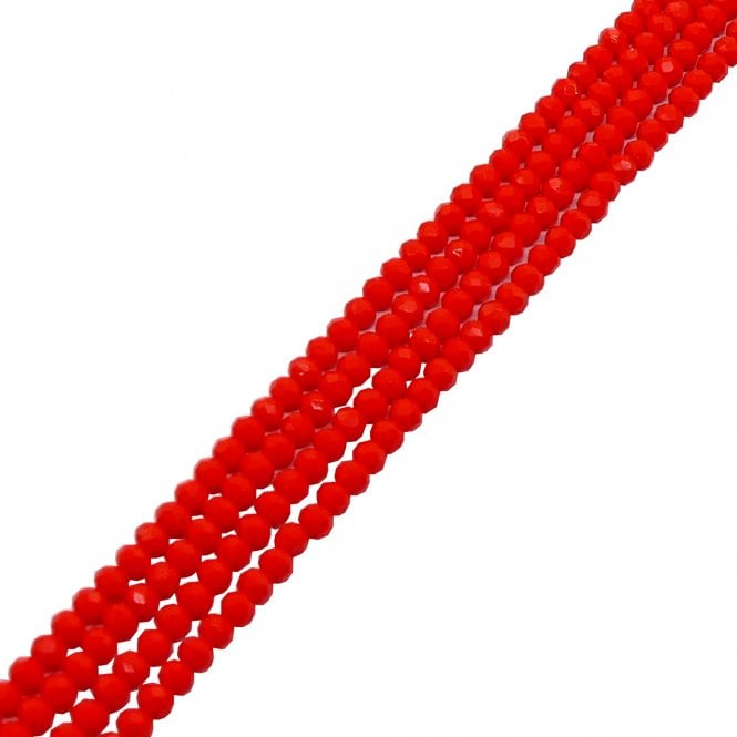 5x6mm Faceted Glass Rondelles - Opaque FireBrick - 87pcs (1 String)
