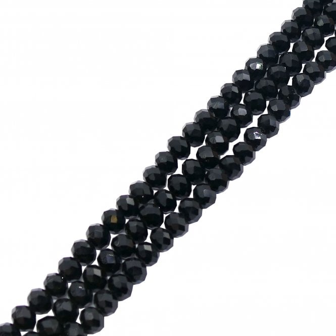 5x6mm Faceted Glass Rondelles - Opaque Jet - 87pcs (1 String)