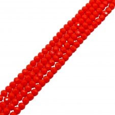 5x6mm Faceted Glass Rondelles - Opaque Orange Red - 87pcs (1 String)