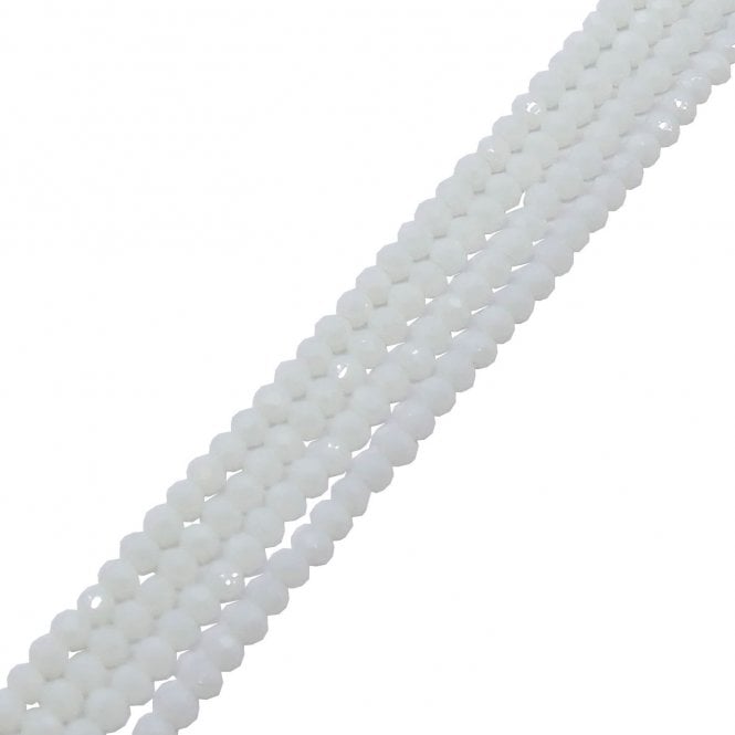 5x6mm Faceted Glass Rondelles - Opaque White - 87pcs (1 String)