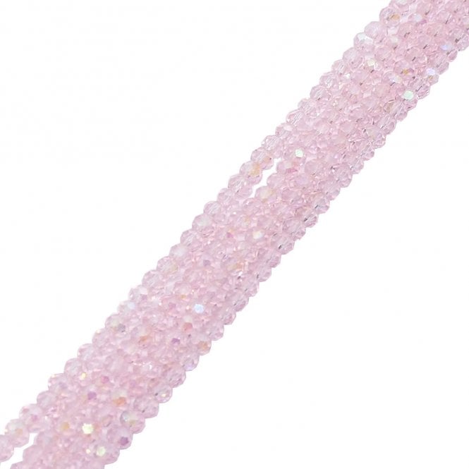 5x6mm Faceted Glass Rondelles - Rosaline AB - 87pcs (1 String)