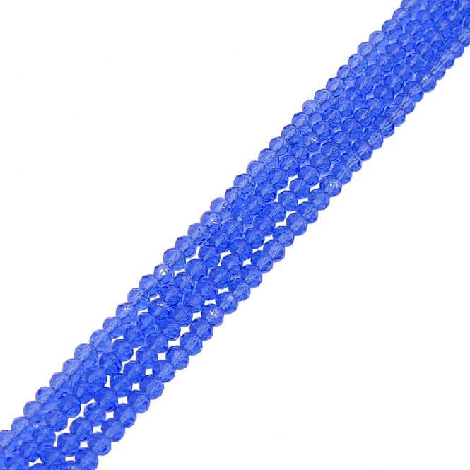 5x6mm Faceted Glass Rondelles - Sapphire - 87pcs (1 String)