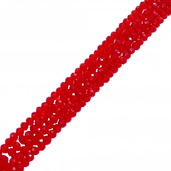 5x6mm Faceted Glass Rondelles - Transparent Fire Brick - 87pcs (1 String)