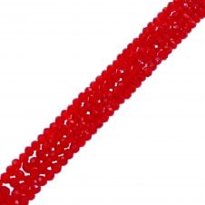 5x6mm Faceted Glass Rondelles - Transparent Fire Brick - 87pcs (1 String)