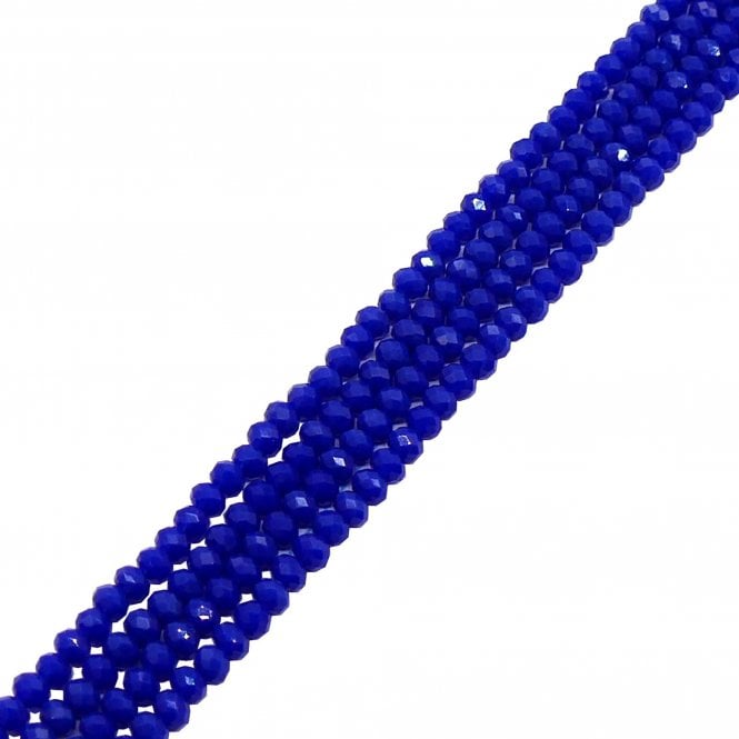 5x6mm Faceted Glass Rondelles - Transparent Royal Blue - 87pcs (1 String)