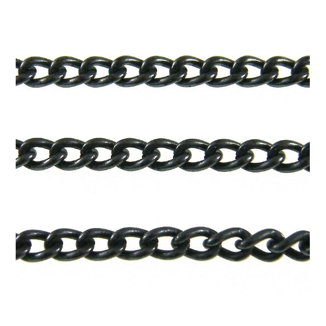 5x6mm Medium Steel Curb Chain - Black Plated - 1m