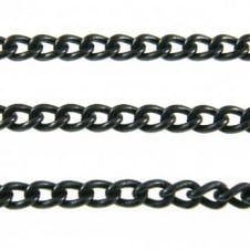 5x6mm Medium Steel Curb Chain - Black Plated - 1m