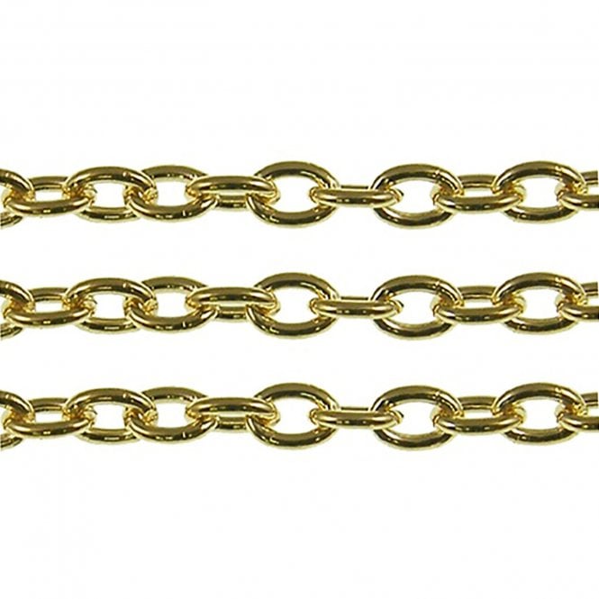 5x7mm Medium Steel Trace Chain - Gold Plated - 1m