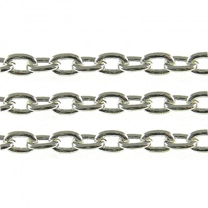 5x7mm Medium Steel Trace Chain - Silver Plated - 1m