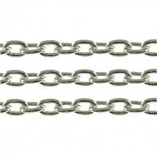 5x7mm Medium Steel Trace Chain - Silver Plated - 1m