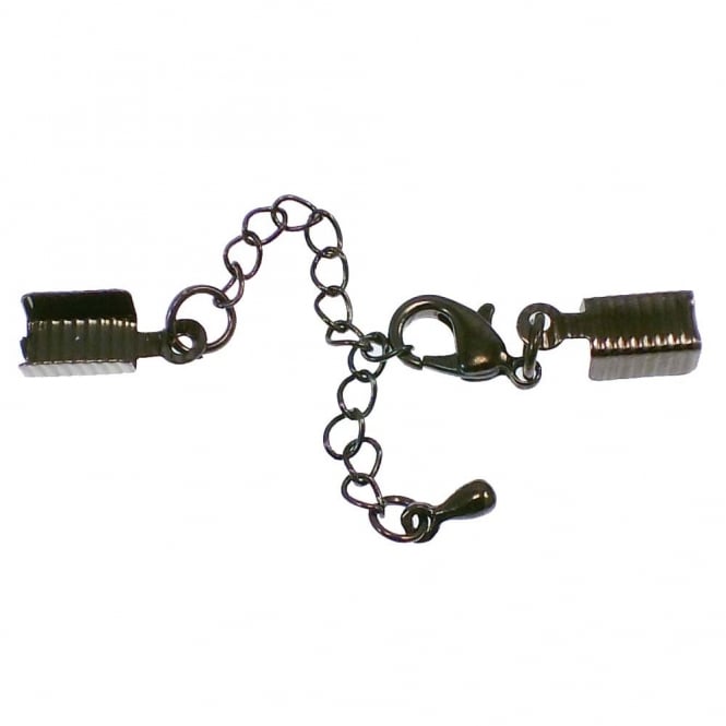 5x8mm Box Closers With Extension Chain - Black Plated - 1pc