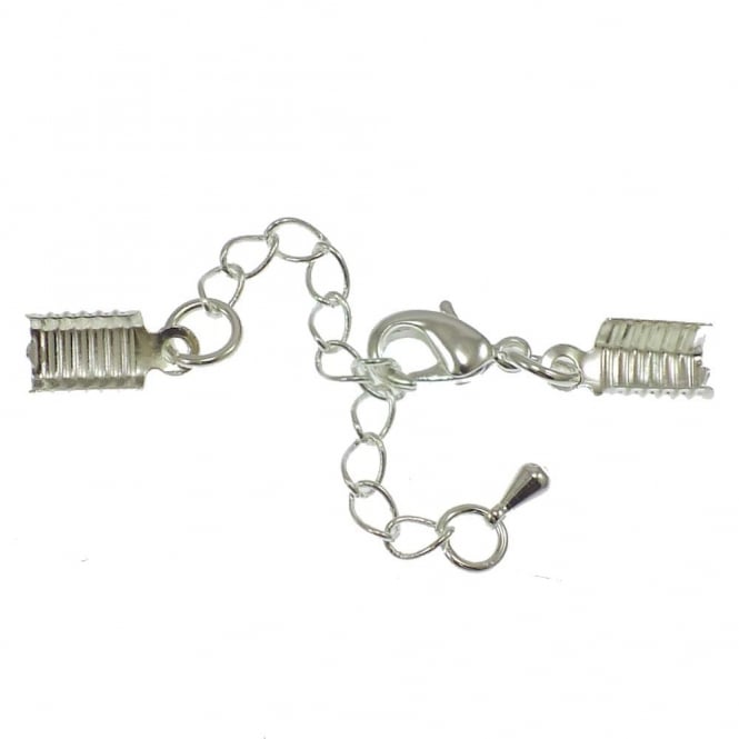 5x8mm Box Closers With Extension Chain - Silver Plated - 1pc