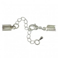 5x8mm Box Closers With Extension Chain - Silver Plated - 1pc