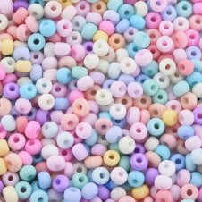 6/0 Frosted Opaque Glass Seed Beads - Pastel Tones - 20g (250+ beads)