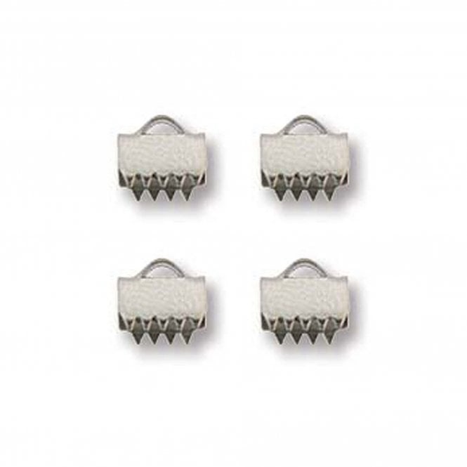 6.5mm Ribbon Clamps Cord End Crimps - Stainless Steel - 4pcs