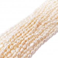 6-7mm Through-Drilled Nuggets Freshwater Pearls - White/Ivory - 35cm