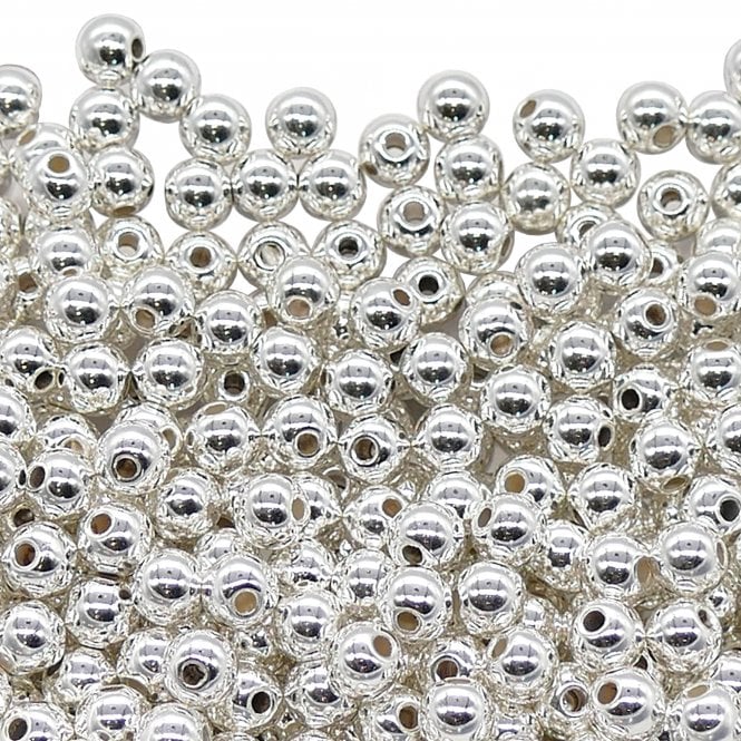 6mm Acrylic Spacer Beads - Silver Plated - 10g (90 beads approx)