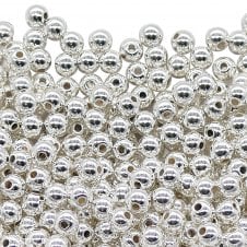 6mm Acrylic Spacer Beads - Silver Plated - 10g (90 beads approx)