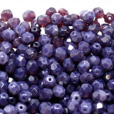 6mm Czech Faceted Round Glass Bead - Amethyst Opal - 50pk